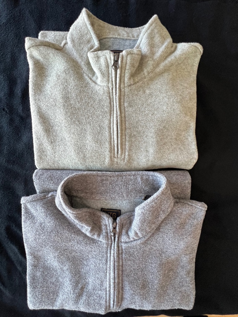 Men's 2x VTG 1946 Heather Gray + Beige 1/4 Zip Sweater Soft Warm Blend XL
